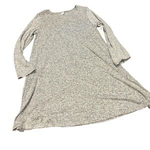 long sleeve knit swing dress, gray size small, cozy soft layering minimalist
